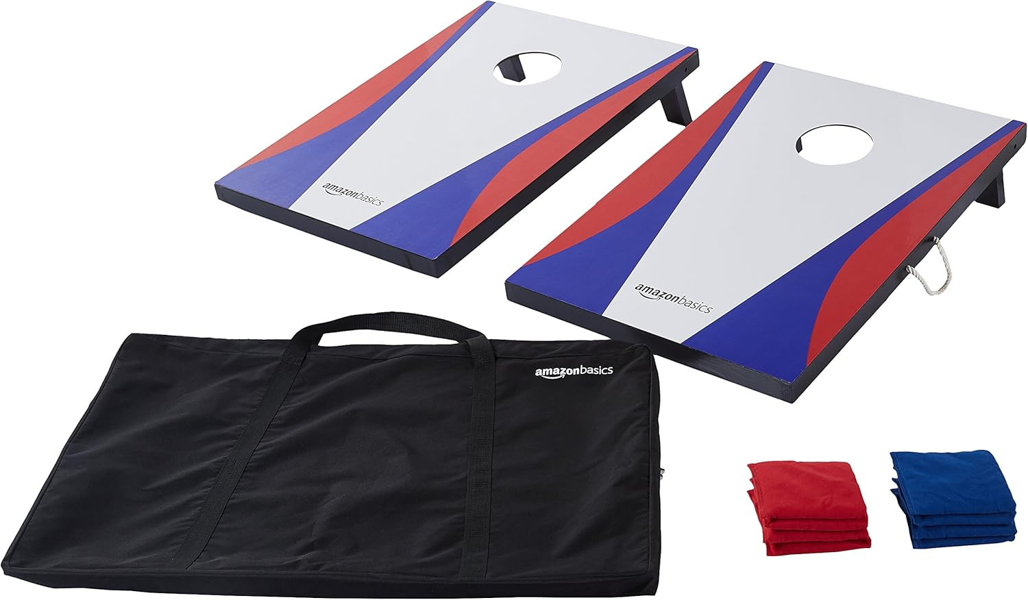 Amazon Basics Portable Cornhole Set, Outdoor Game Bean Bag Toss with Carrying Case, Blue/Red | Amazon (US)