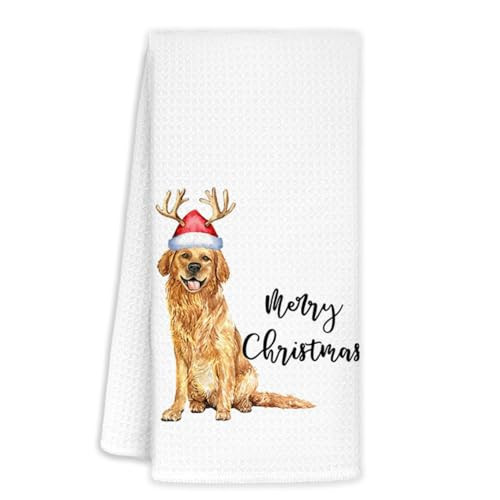 Jvpke Christmas Golden Retriever Gifts for Women Dog Lover - Merry Christmas Golden Retriever Decorative Kitchen Towels, Dog Hand Tea Towels 1624 in | Amazon (US)