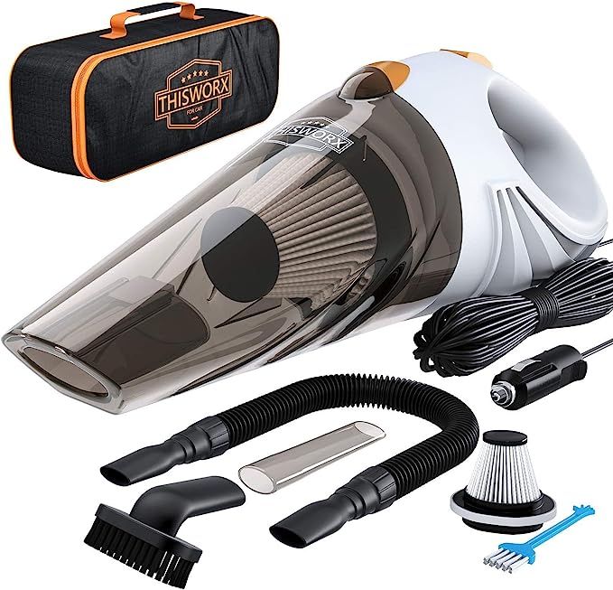 Portable Car Vacuum Cleaner: High Power Corded Handheld Vacuum w/ 16 Foot Cable - 12V - Best Car ... | Amazon (US)