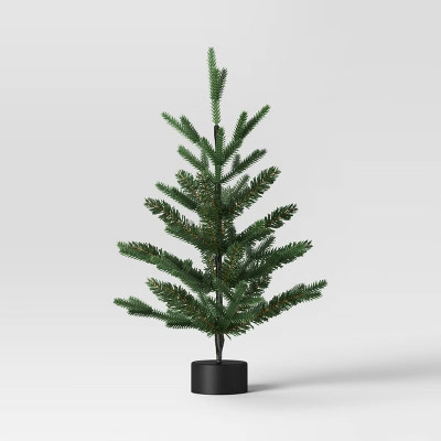 24" Mini Artificial Christmas Tree with Black Base - Wondershop™: Tabletop Green Faux Floral, I... | Target