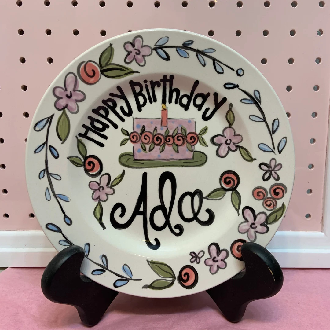 Birthday Plate // Boho whimsical Girls Personalized First Birthday Plate Plate, Custom handpainte... | Etsy (US)
