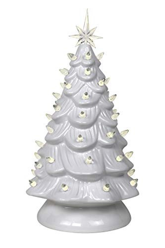 15in Pre-lit Hand-Painted Ceramic Tabletop Christmas Tree - Holiday Decoration White Lights - Perfect Centerpiece for Your Christmas Indoor Decorations | Amazon (US)