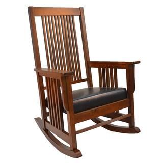 Carolina Chair and Table Langdon Chestnut Wood Mission Rocking Chair, Brown | The Home Depot