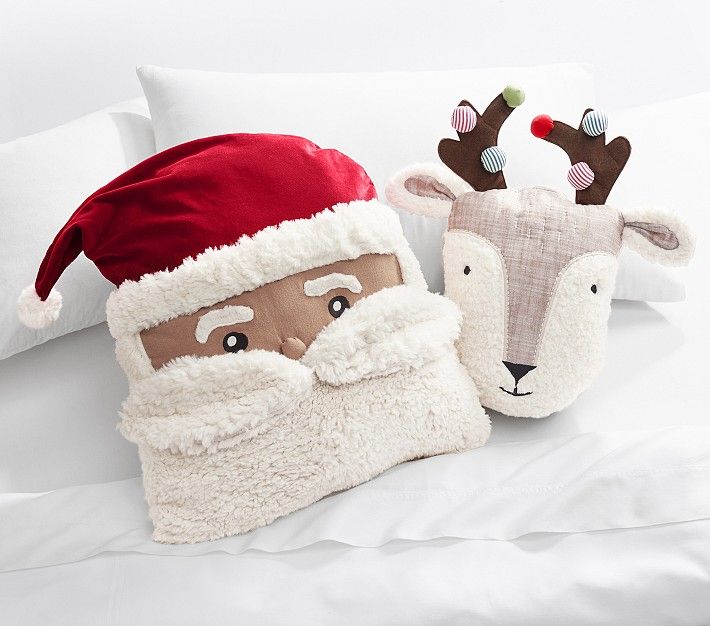 Rudy Reindeer & Santa-Shaped Pillow Bundle | Pottery Barn Kids