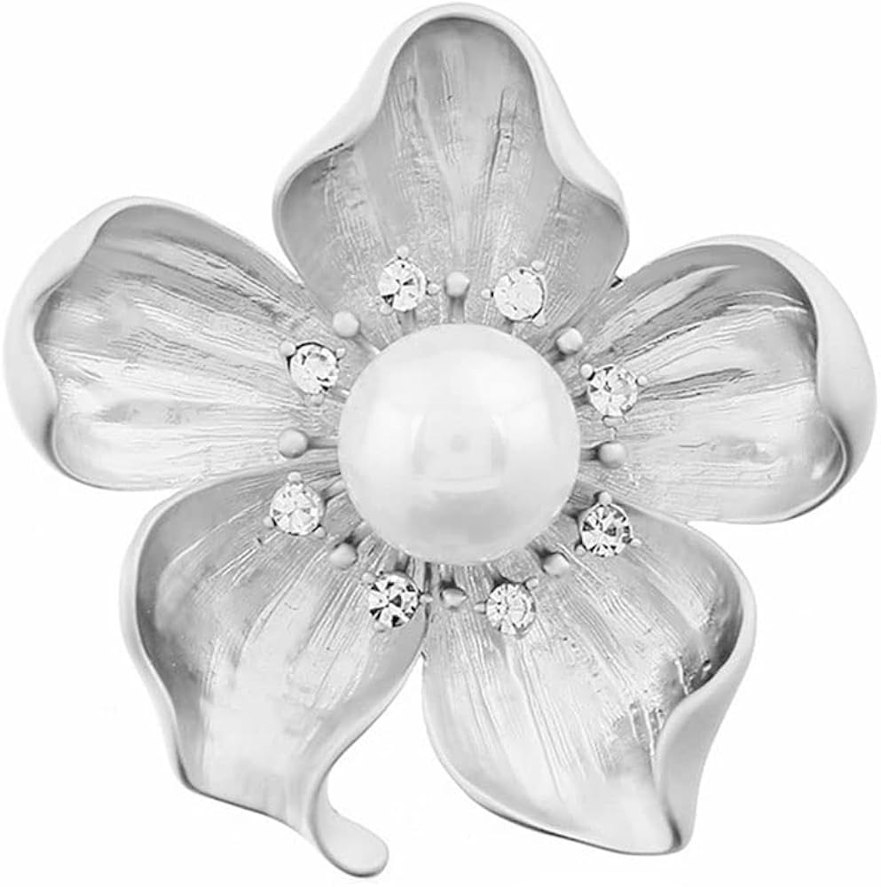 Yellow Flower White Faux Pearl Brooch Pin Layered Flower Lapel Pin Women Girls Dress Suit Cardiga... | Amazon (US)