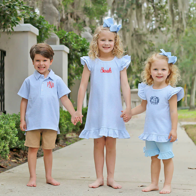 Light Blue Stripe Knit Polo | Classic Whimsy