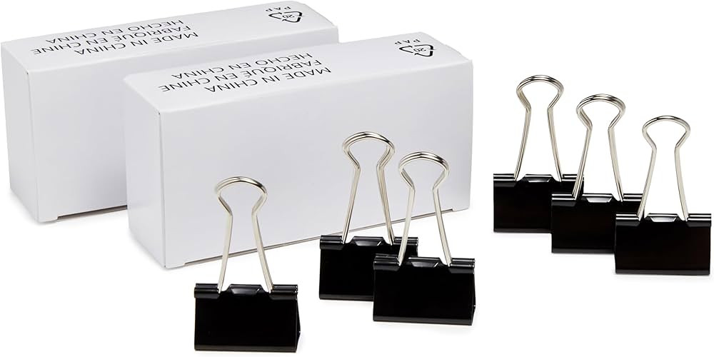 Amazon Basics Binder Paper Clips, Medium Clip (Small Box), 24 Count, 2 Pack of 12, Black | Amazon (US)