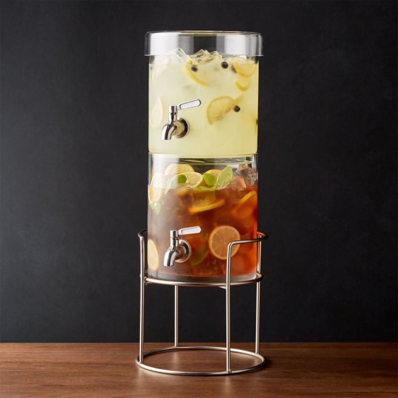 Stacking Drink Dispenser with Silver Stand + Reviews | Crate and Barrel | Crate & Barrel