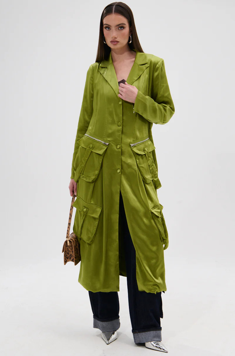 OUTTA TIME SATIN CARGO TRENCH | AKIRA