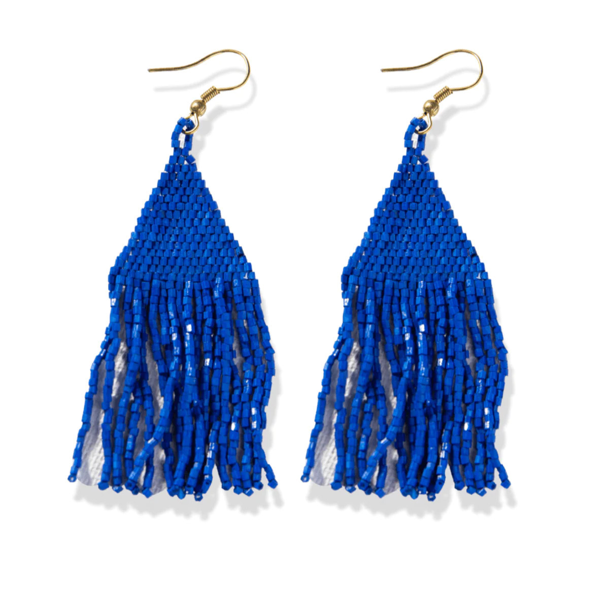 Lexie Solid Beaded Fringe Earrings Lapis | INK+ALLOY