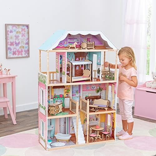 KidKraft Charlotte Classic Wooden Dollhouse with EZ Kraft Assembly™, 14-Piece Accessory Set, fo... | Amazon (US)