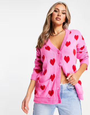 Trendyol heart cardigan in pink | ASOS (Global)