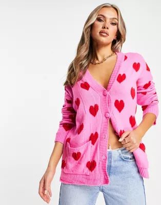 Trendyol heart cardigan in pink | ASOS (Global)