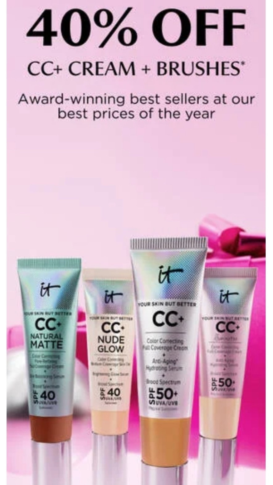 40 % off Cc cream!!!!
Such an amazing deal!


#LTKGiftGuide #LTKCyberWeek #LTKBeauty