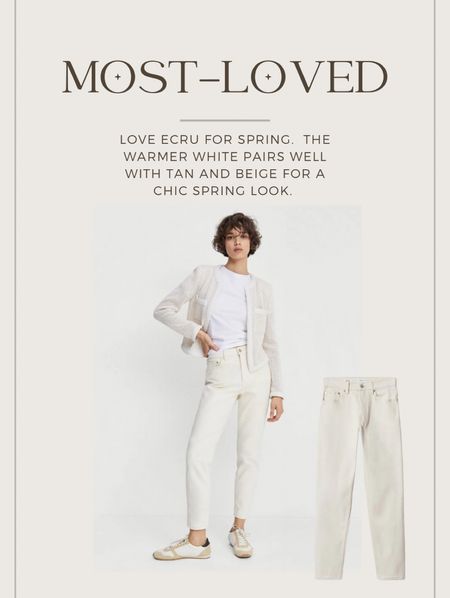 These ecru jeans will be your most chic white jeans alternativez. I love this color for a warmer outfit look for spring.  

#LTKunder100 #LTKstyletip #LTKSeasonal
