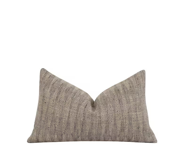 Modern Chevron Stripe Pillow Cover in Sparrow, Sparrow Woven Accent Throw Pillow, 20x20 Geometric... | Etsy (US)