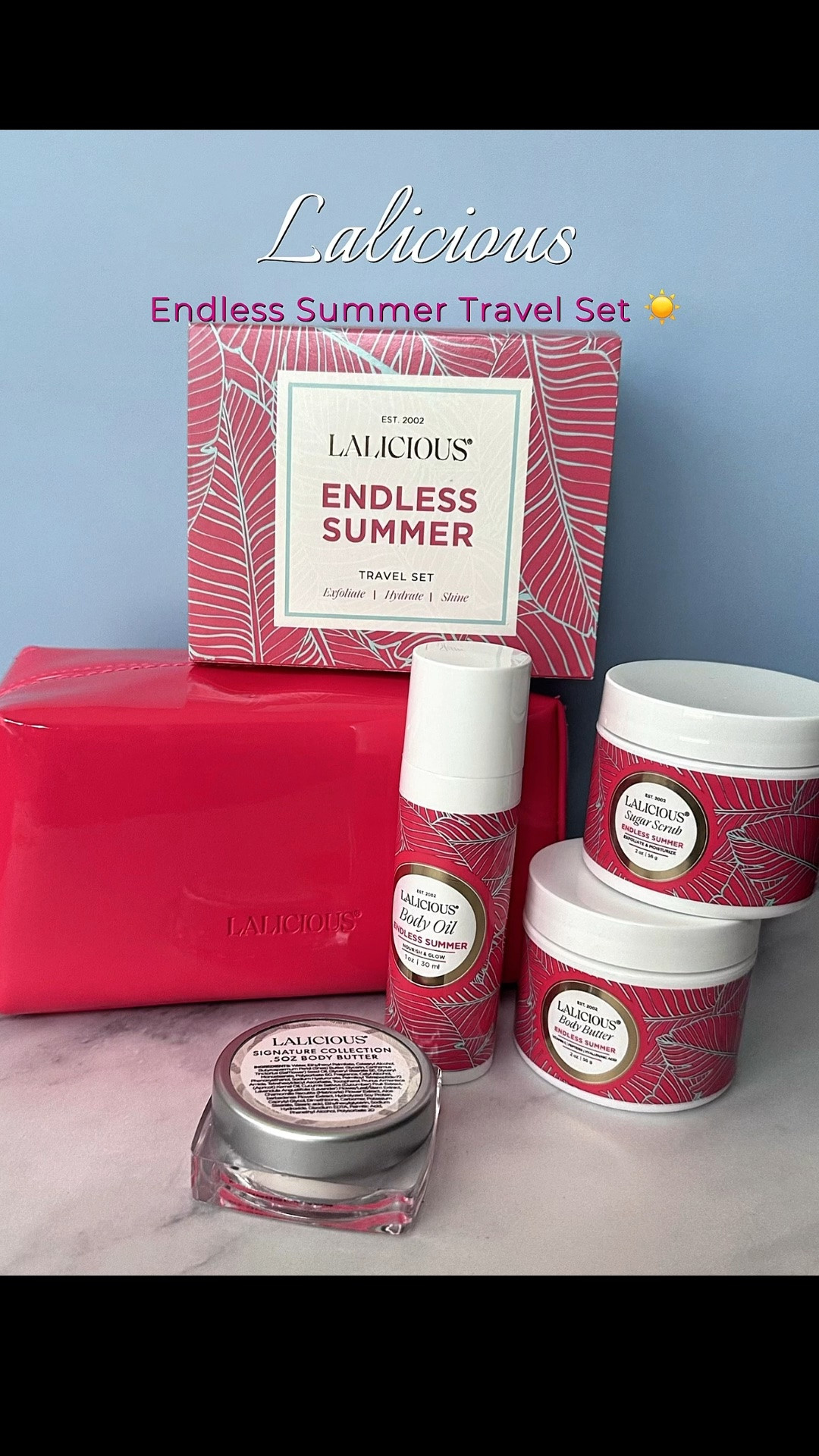 ✈️✨ Vacation may end, but self-care doesn’t have to.

Thank you to @lalicious_la for gifting me the Endless Summer Travel Set. I love that everything I need for soft, glowing skin fits into one beautiful travel pouch. Whether you’re packing for your next getaway or creating a spa day at home, this set makes it easy to treat yourself.

#ad #Gifted

#Lalicious #SelfCare #TravelEssentials #LuxuryBodyCare #SpaDay #Over40Beauty #LTKCreator

#LTKselfcare #LTKTravel #LTKSwim