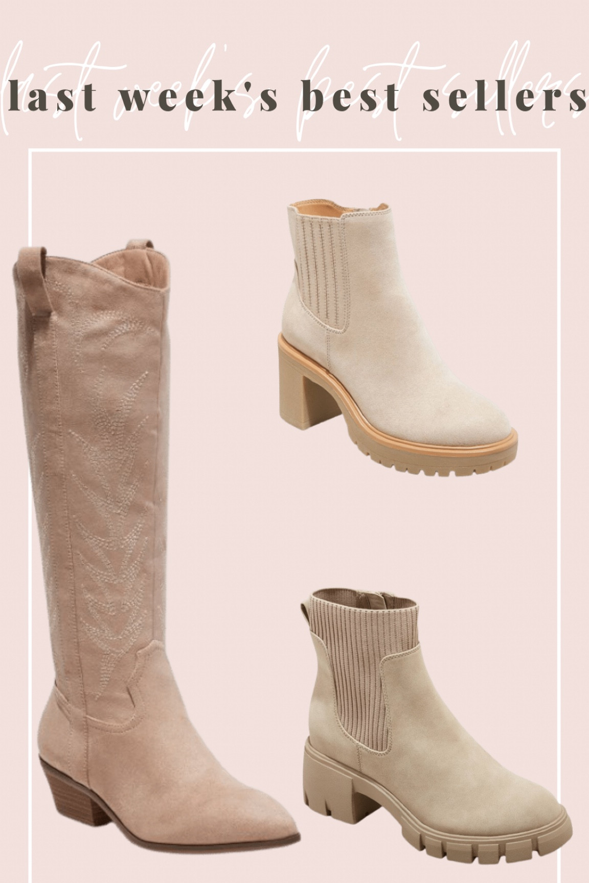 Last weeks best selling shoes! Cowboy boots, western style boots, chunky heeled booties!

#LTKstyletip #LTKSeasonal #LTKshoecrush