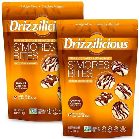 Drizzilicious Mini Rice Cakes, S'mores Flavored Rice Cake Gluten Free Snacks, Rice Crisps 2-Pack | Walmart (US)