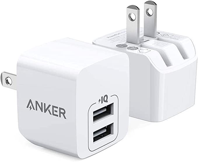 Amazon.com: USB Charger, Anker 2-Pack Dual Port 12W Wall Charger with Foldable Plug, PowerPort mi... | Amazon (US)