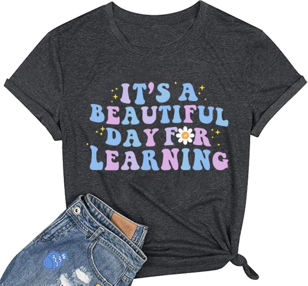 Teacher T-Shirt Tank for Women Funny Letter Print Colorful Leopard Pattern Teacher Life Shirt Gra... | Amazon (US)