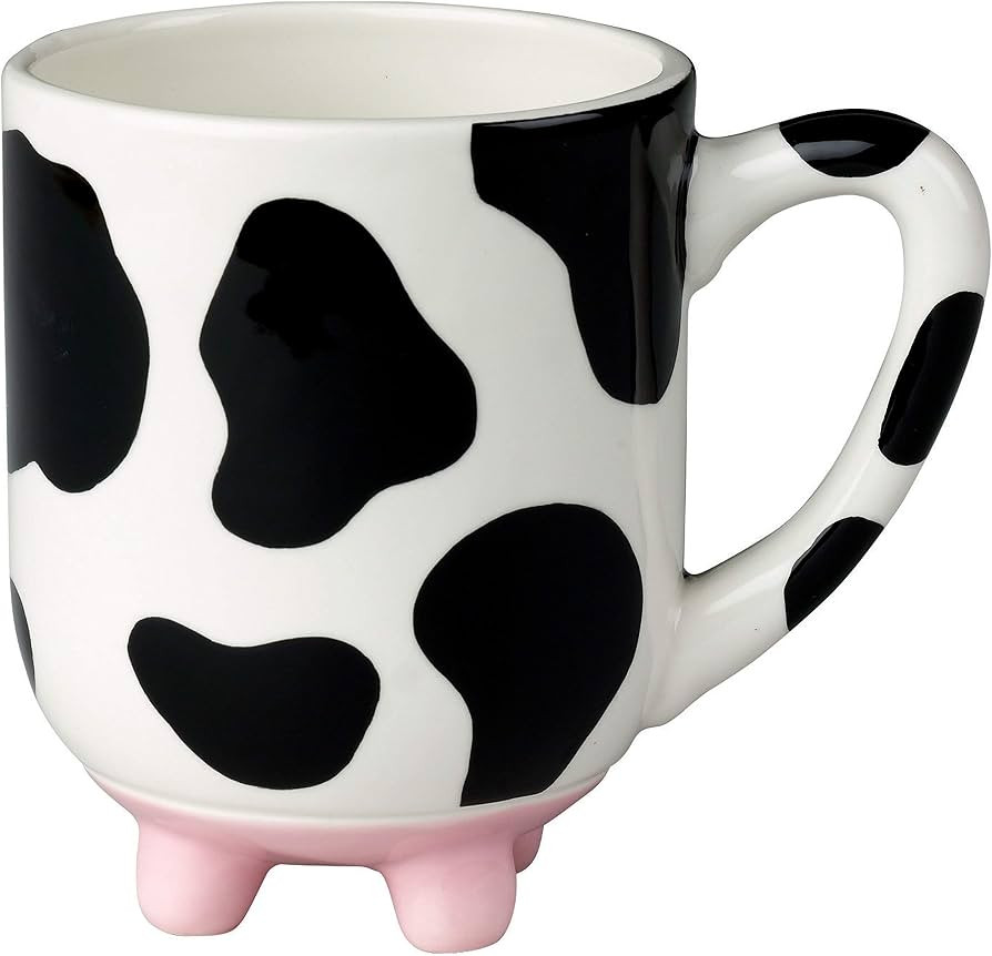 Boston Warehouse Udderly Cow Mug with Non-Skid Silicone Feet, Hand Painted Ceramic, 20 fl.oz. | Amazon (US)