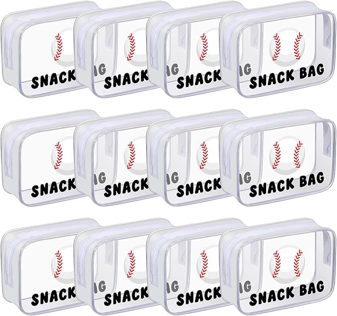 12 Pcs Baseball Snack Bags for Team Gifts Goodie Snack Treat Candy Pouch Bags Clear PVC Waterproo... | Amazon (US)