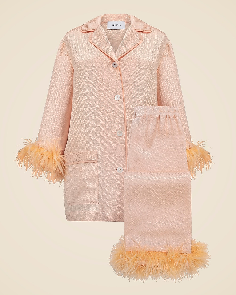 SLEEPER party pajama set with detachable feathers in jacquard | J. Crew US
