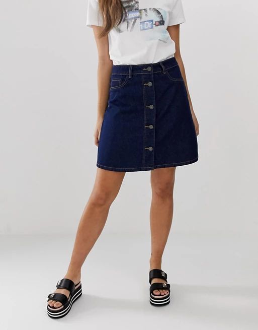 Noisy May button front denim skirt | ASOS US