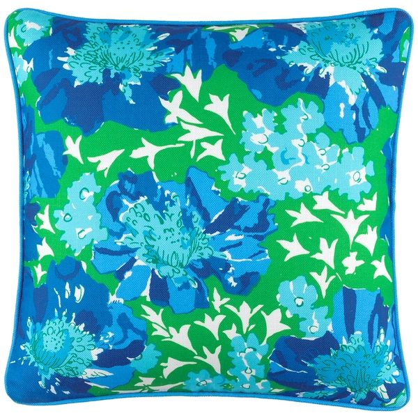 Fab Floral Blue Indoor/Outdoor Decorative Pillow Cover | Annie Selke