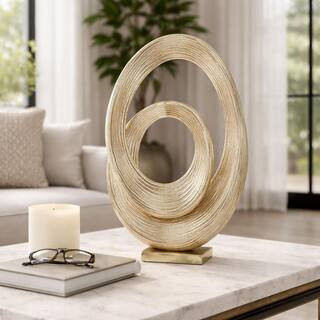 Gold 12 in. x 20 in. Metal Swirl Sculpture | The Home Depot
