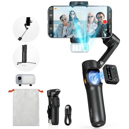 hohem iSteady V3 Gimbal Stabilizer for iPhone, 3-Axis Phone Gimbal, Magnetic AI Tracker, Built-in Extendable Rod & Tripod, Detachable Remote Control, Stabilizer for Travel, Vlog, TikTok, Black | Amazon (US)