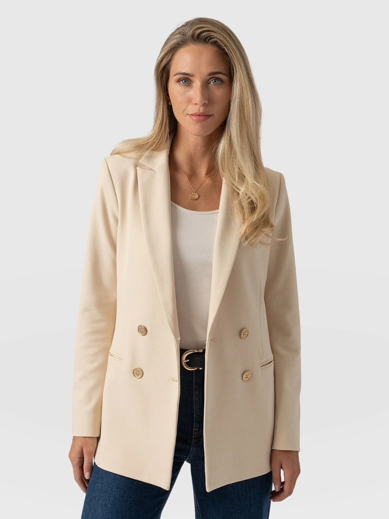 Cambridge Blazer Crepe - Beige | Saint + Sofia