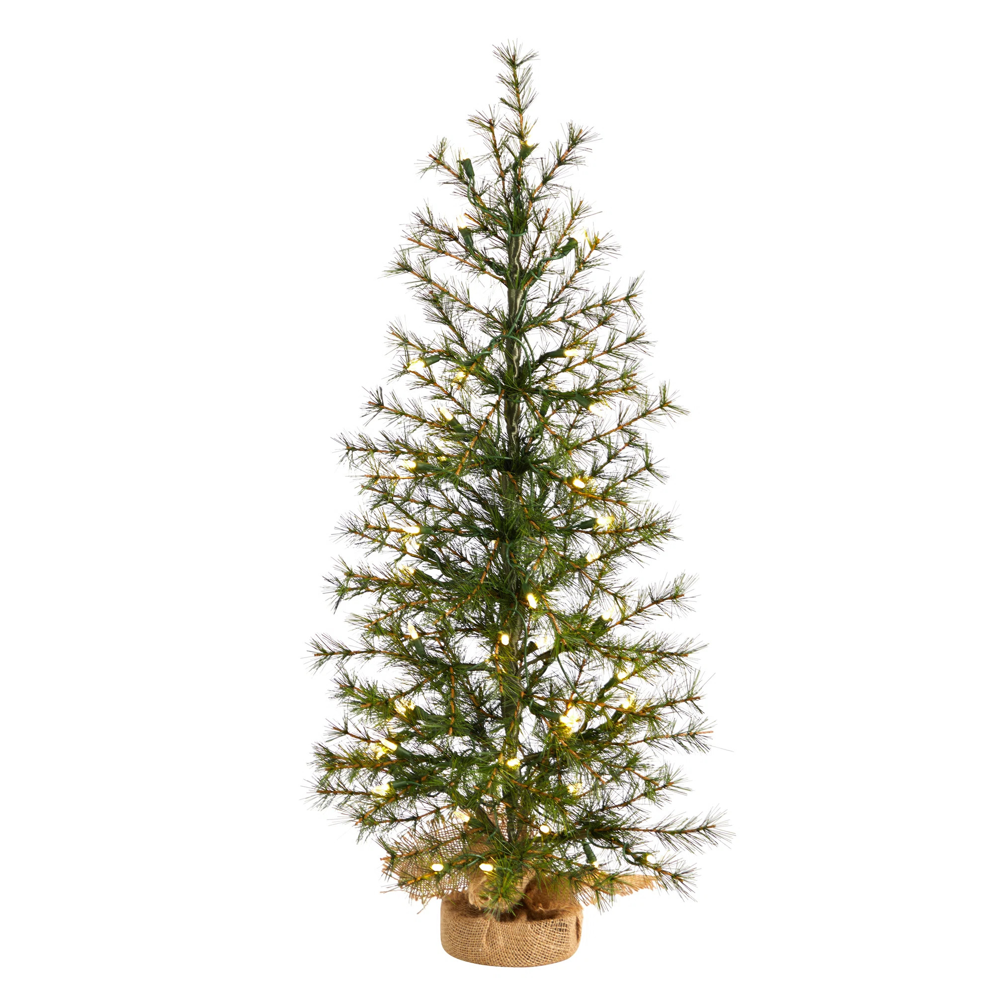 Artificial Christmas Tree with 50 Clear LED Lights Set in A Burlap Base | Wayfair North America