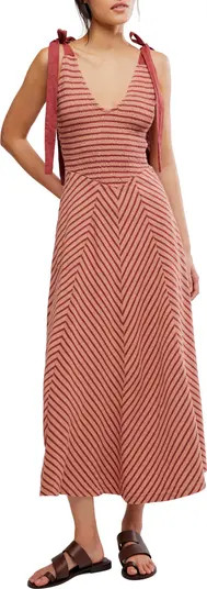 Cecelia Stripe Tie Shoulder Midi Dress | Nordstrom