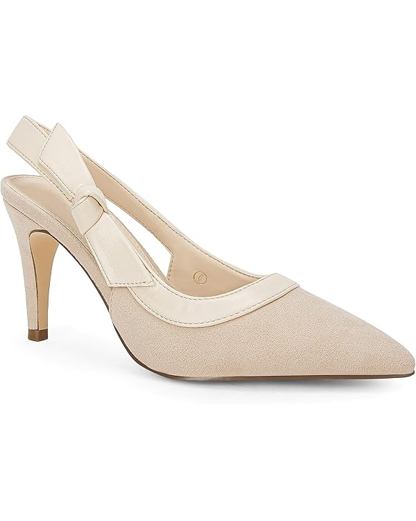 Coutgo Women's Pointed Toe High Heels Slingback Bowknot Formal Pumps Dress Shoes | Amazon (US)