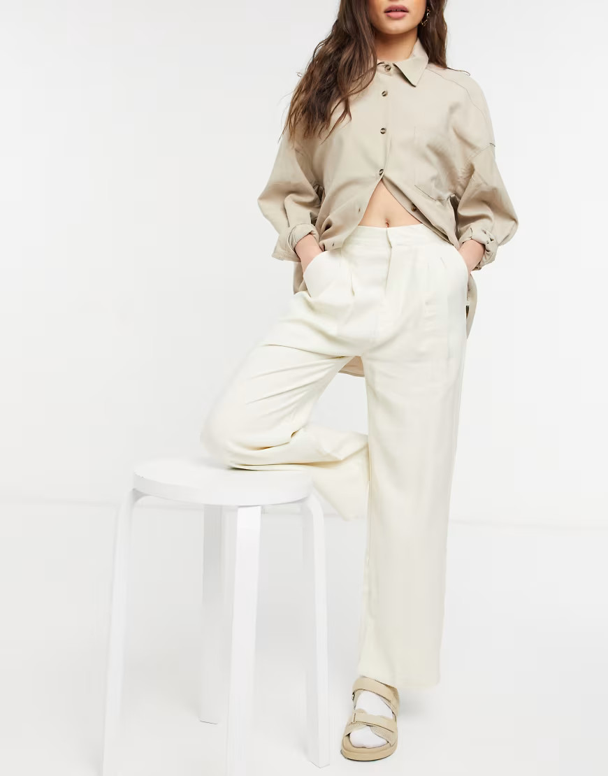 Cotton:On drapey wide leg pant in cream-Blues | ASOS (Global)