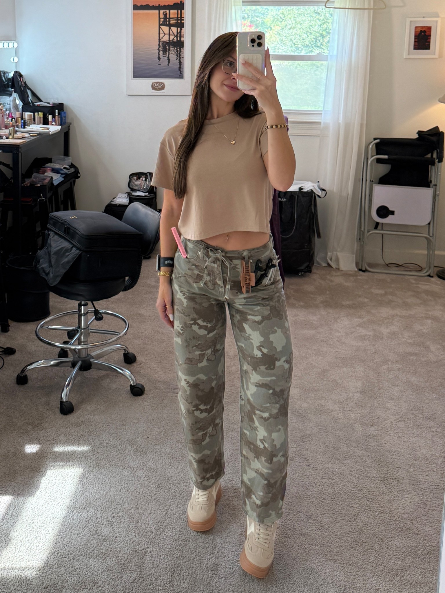 Casual fall fit 
Camo pants 
Sneakers 
🫶🏼

#LTKFindsUnder100