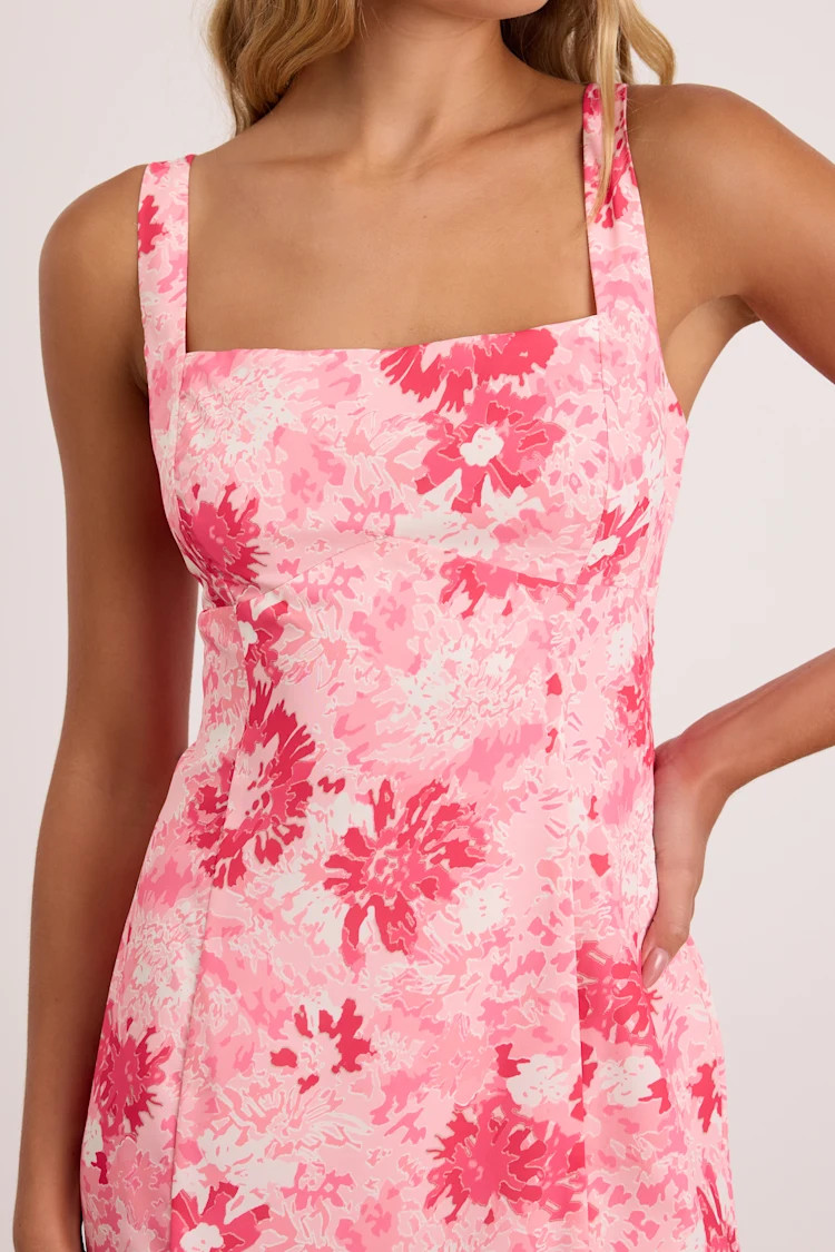Exuberant Chicness Light Pink Floral Sleeveless Mini Dress | Lulus