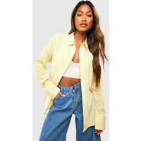 Womens Crinkle Stripe Oversized Shirt - Yellow - 8, Yellow | Boohoo.com (UK & IE)