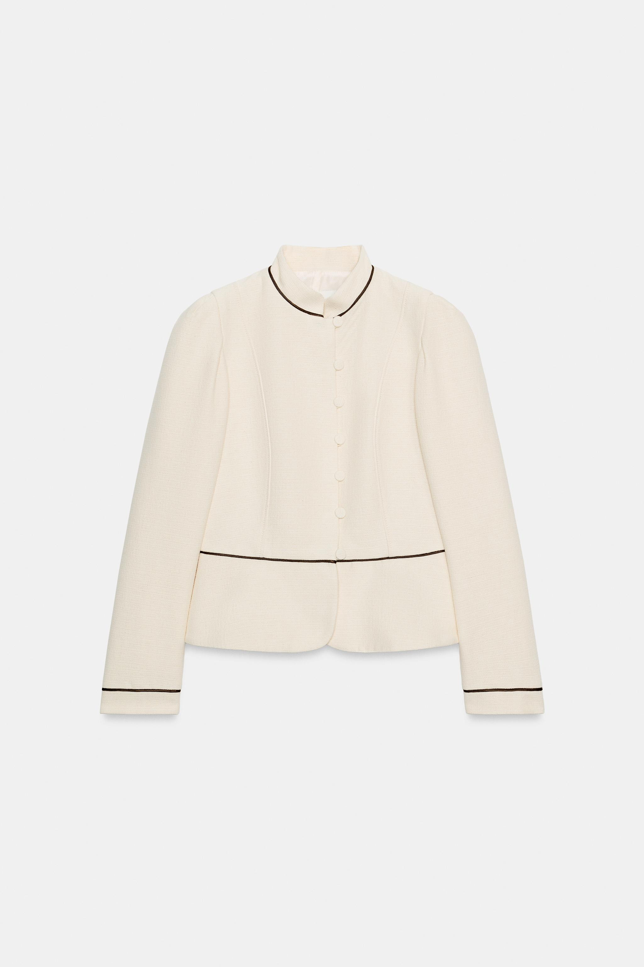 TAILORED CONTRAST PIPING BLAZER | Zara US