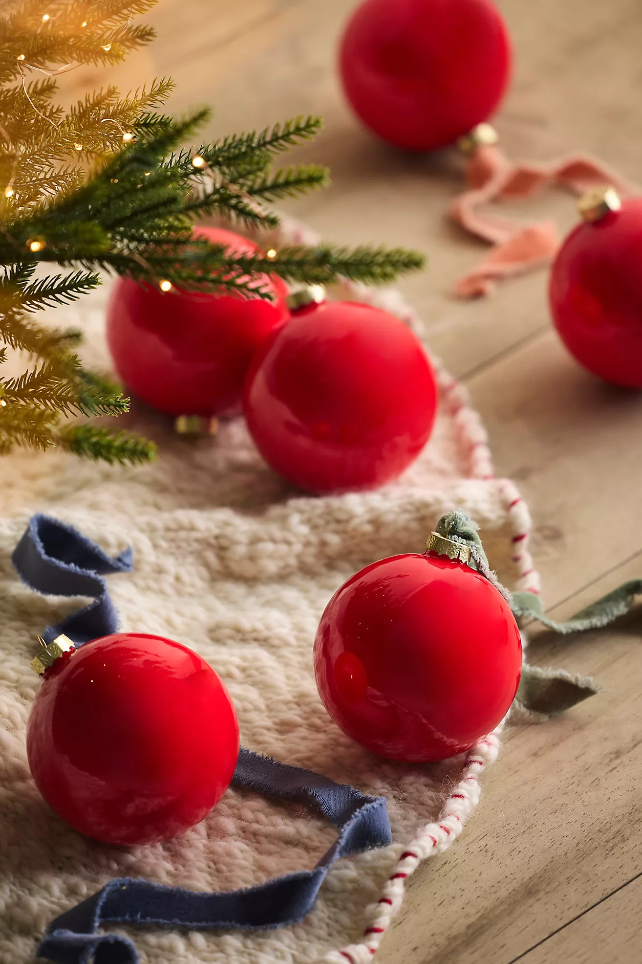 5" Colorful Glass Bauble Ornaments, Set of 6 | Anthropologie (US)