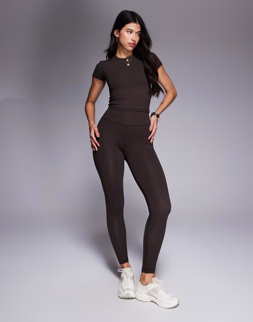 4505 Icon soft touch high waist yoga legging in chocolate-Brown | ASOS (Global)