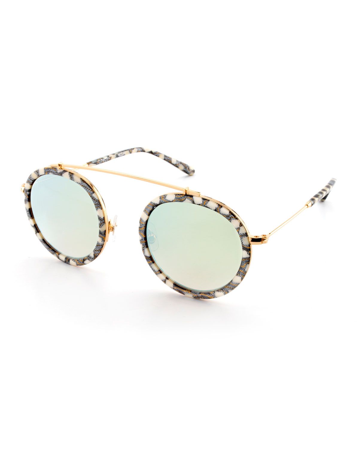 Conti Mirrored Aviator Sunglasses, Black Pattern | Neiman Marcus
