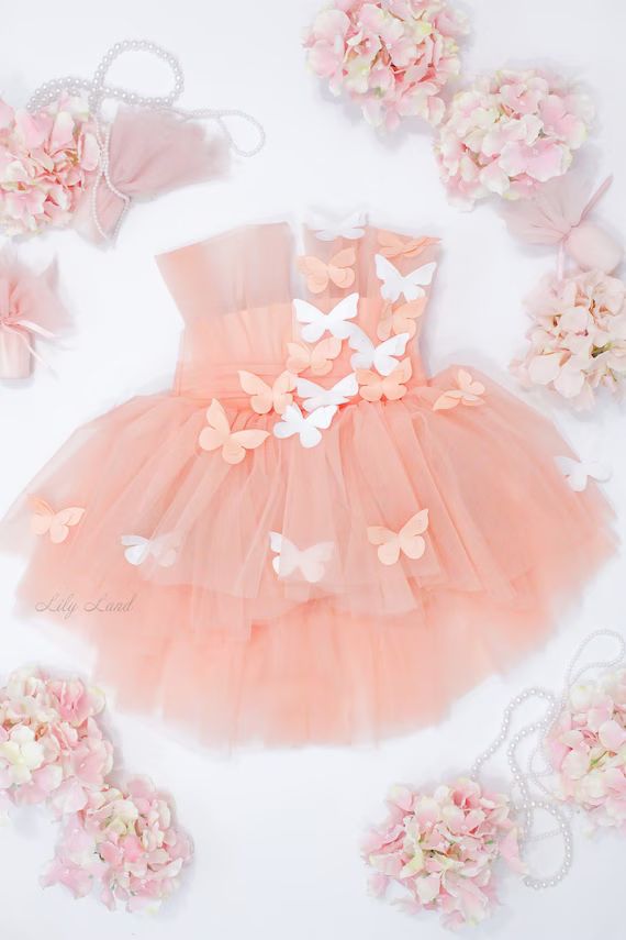 Birthday baby girl dress Butterfly style baby birthday dress | Etsy | Etsy (US)