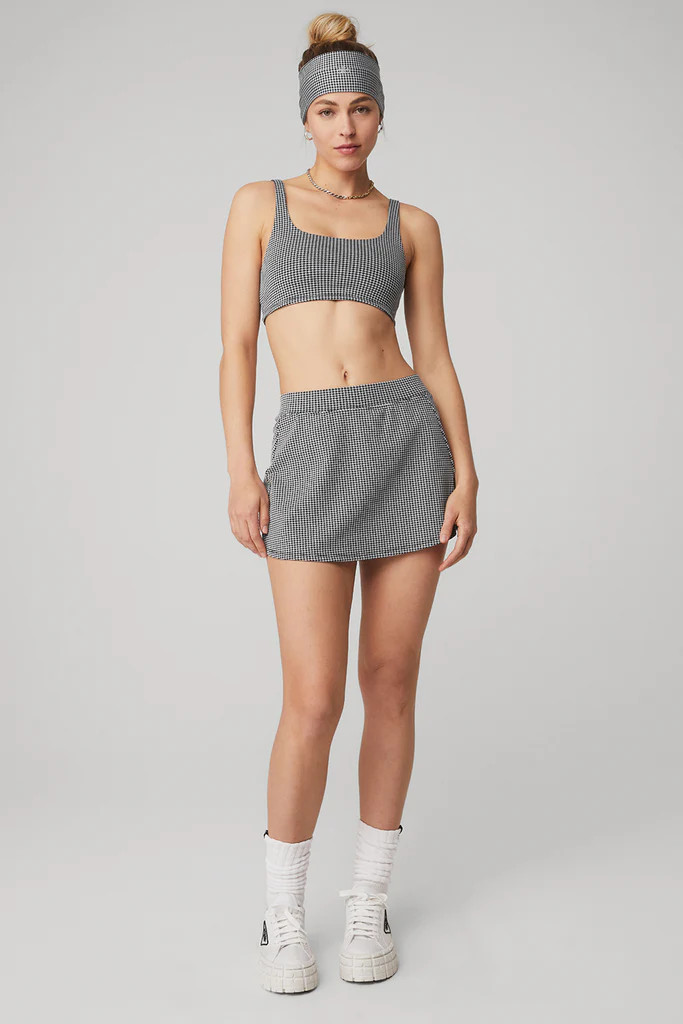 Micro Houndstooth Bra & Micro Houndstooth Tennis Skirt Set | Alo Yoga (US)