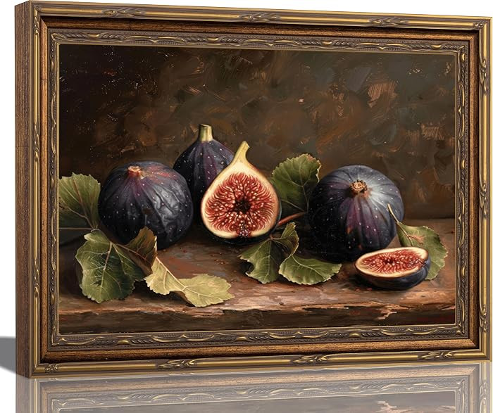 Vintage Gold Framed Figs Canvas Wall Art,Still Life fruit Classical Painting Picture Wall Decor,R... | Amazon (US)