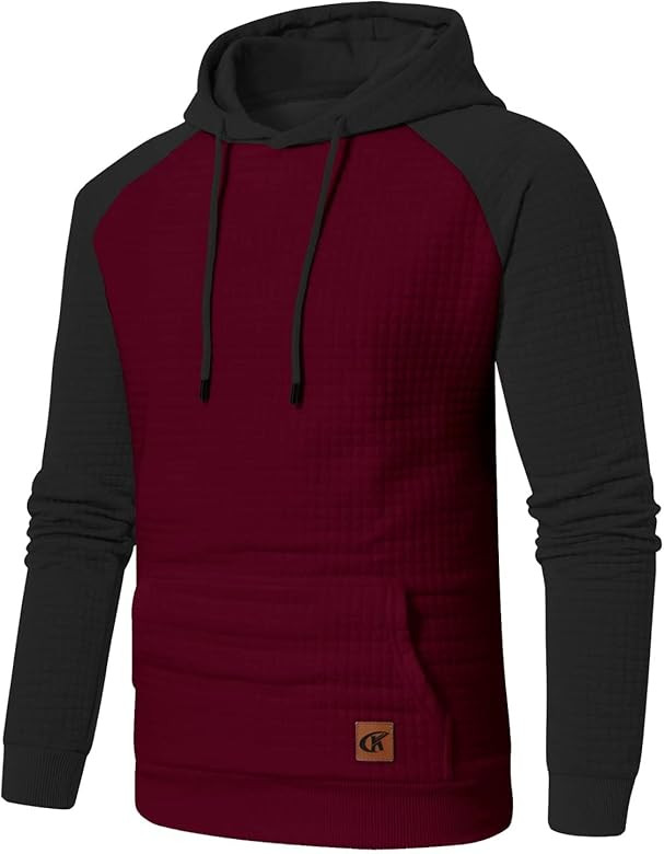 Men's Pullover Hoodies Plaid Jacquard Long Sleeve Drawstring Hipster Casual Hooded Sweatshirts with  | Amazon (US)