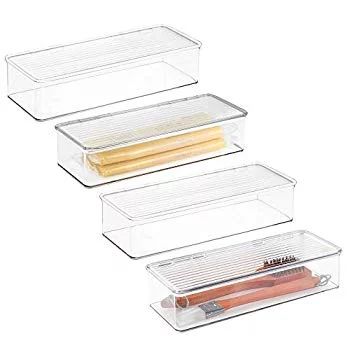 Stackable Kitchen Pantry Cabinet/Refrigerator Food Storage Container Bin, Attached Lid - Organizer f | Walmart (US)