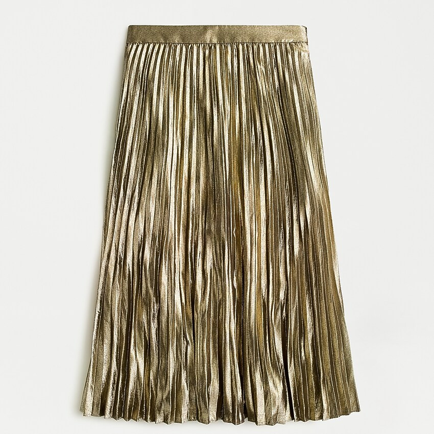 Tall pleated chiffon lamé midi skirt | J. Crew US